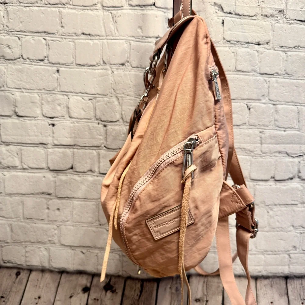 Rebecca Minkoff “Julian” Blush Pink Nylon Convertible Backpack Hobo carryall